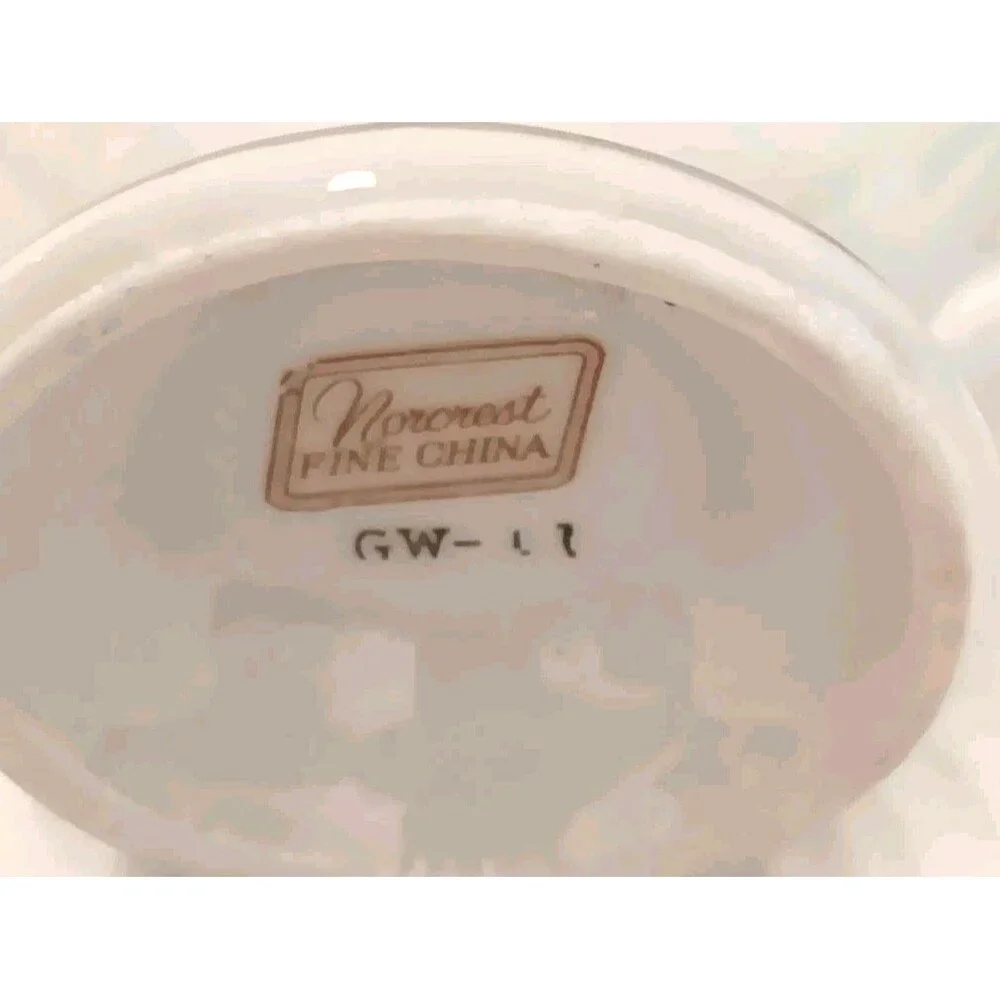 Norcrest Fine China GW-17 Sugar Bowl Lid & Creamer Set Wheat Gold Platinum Trim